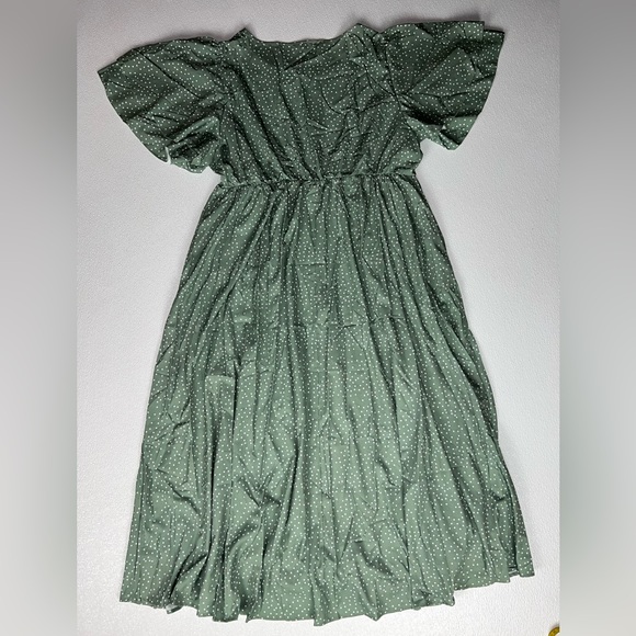 Bloomchic Polka Dot Ruffles Split Maxi Dress Green Size 18/20 NWT - Picture 8 of 10